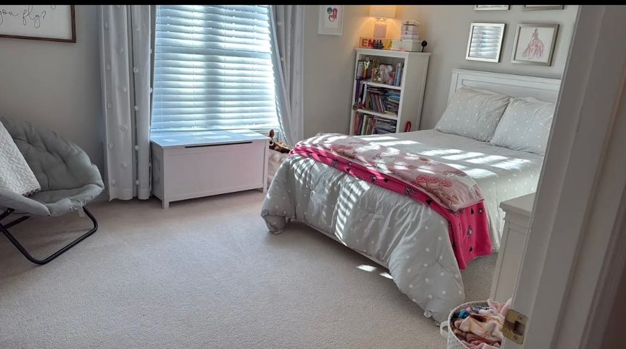 Bright, freshly cleaned bedroom after a residential cleaning in Worcester